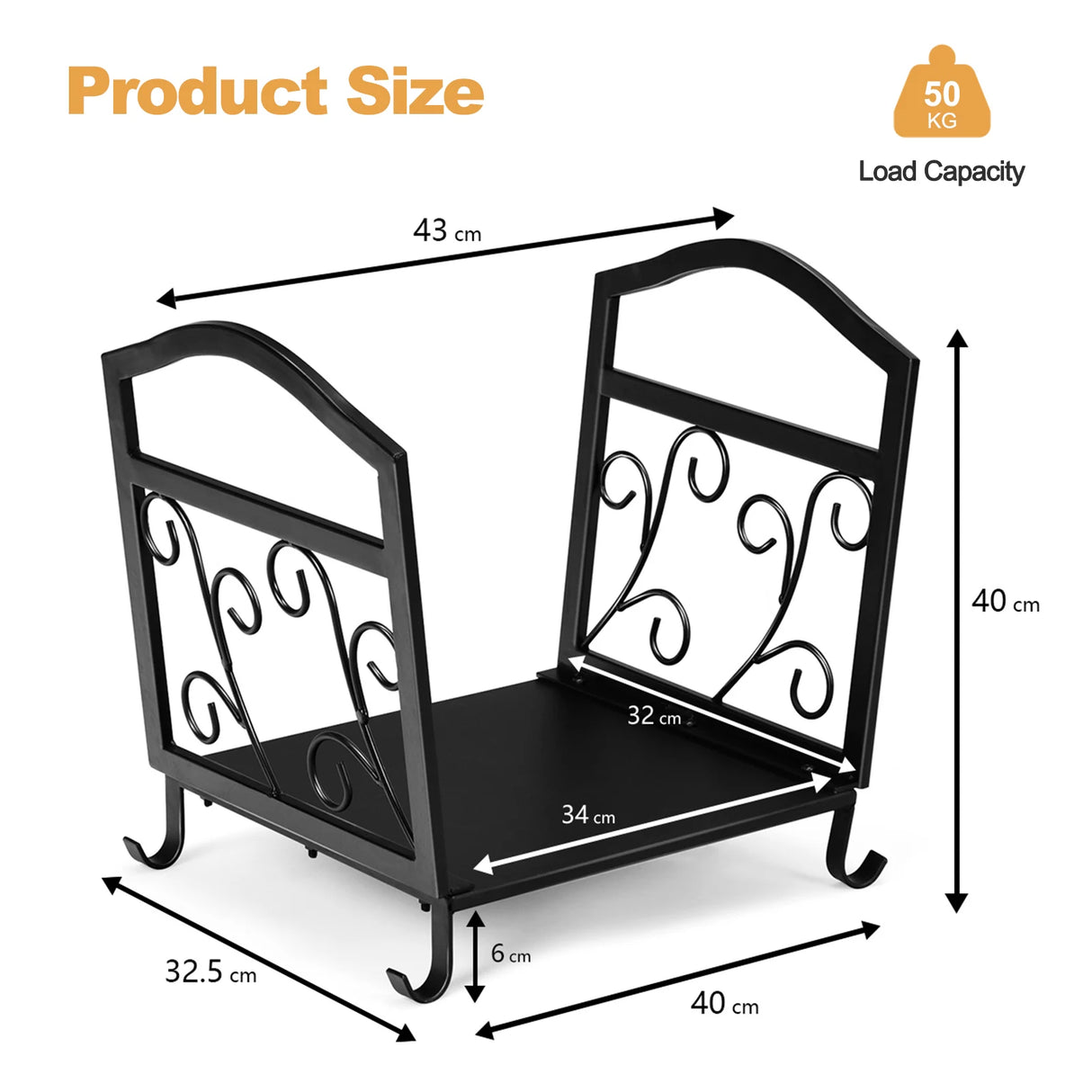 Fireplace Log Holder Wrought Iron Indoor Fire Wood Rack