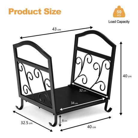 Fireplace Log Holder Wrought Iron Indoor Fire Wood Rack
