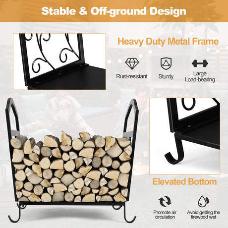 Fireplace Log Holder Wrought Iron Indoor Fire Wood Rack