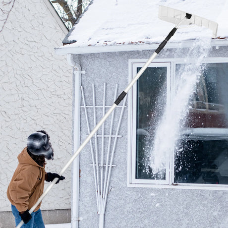 21 Feet Aluminum Large Poly Blade Telescoping Snow Roof Rake