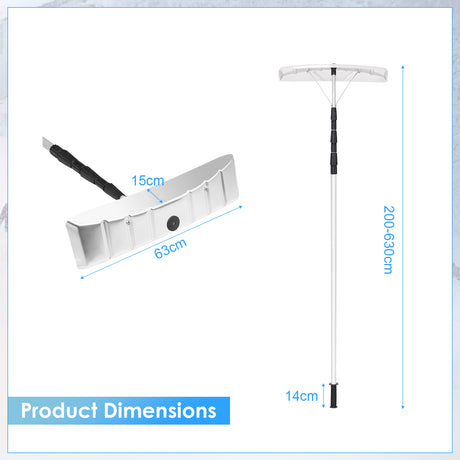 21 Feet Aluminum Large Poly Blade Telescoping Snow Roof Rake