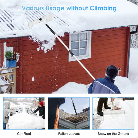 21 Feet Aluminum Large Poly Blade Telescoping Snow Roof Rake