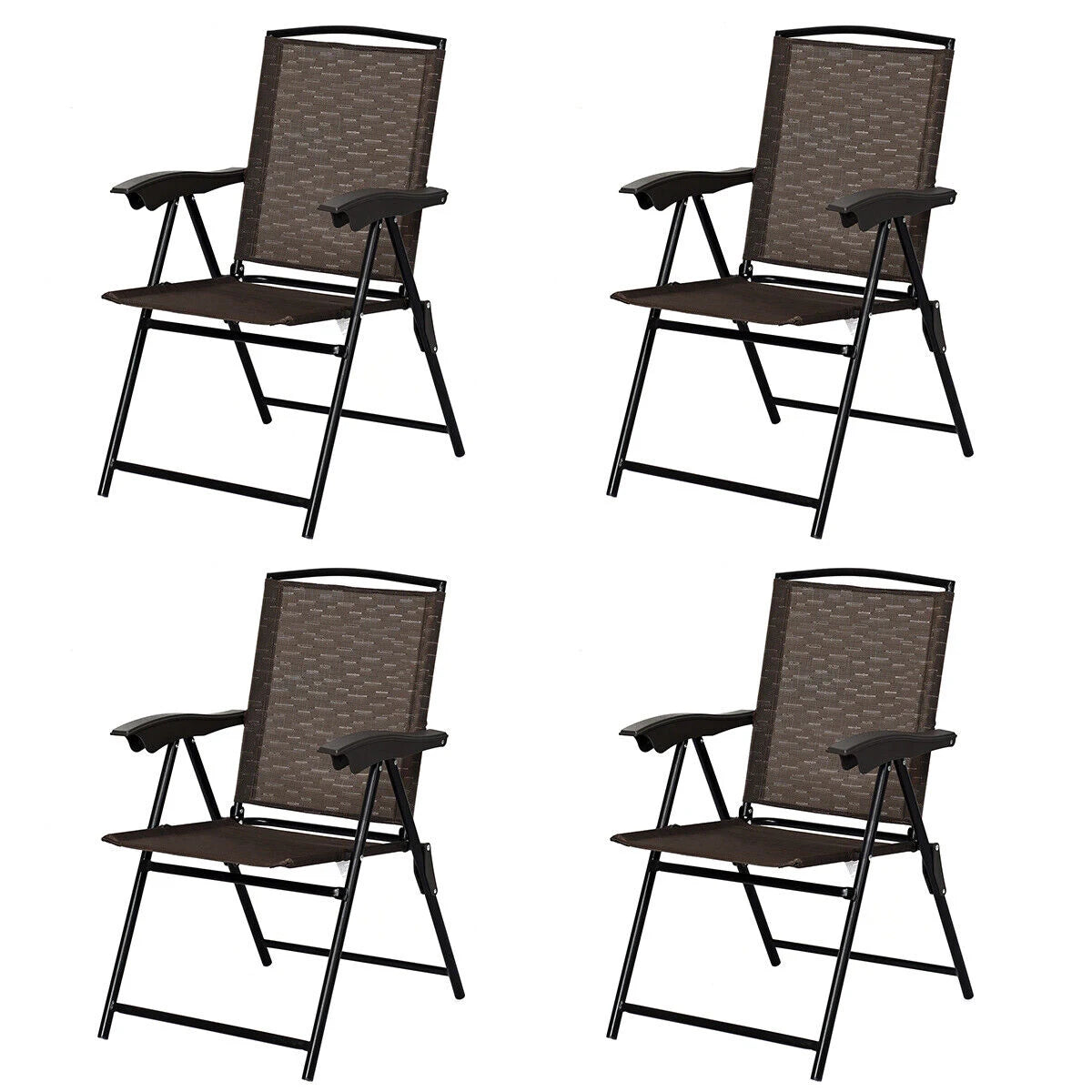 4 Pieces Patio Folding Chairs with Armrest