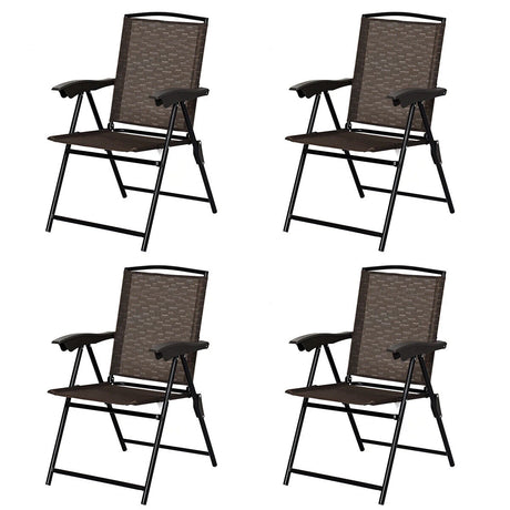 4 Pieces Patio Folding Chairs with Armrest