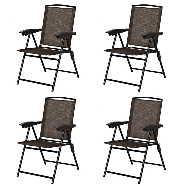 4 Pieces Patio Folding Chairs with Armrest