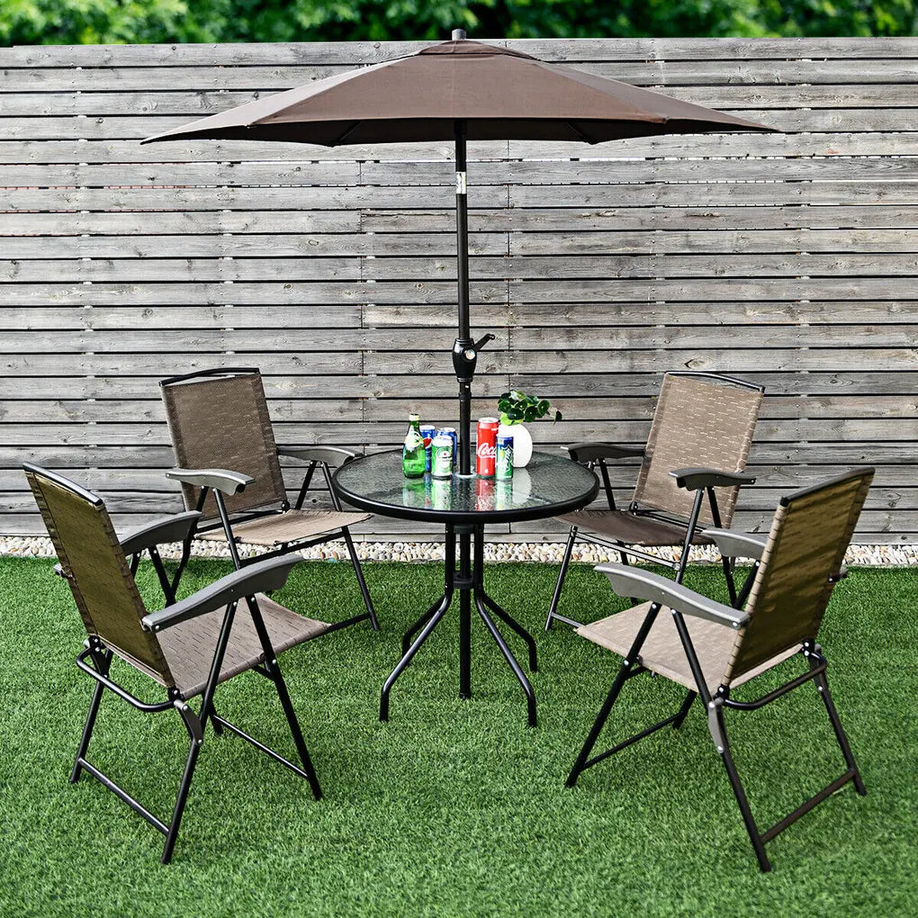 4 Pieces Patio Folding Chairs with Armrest