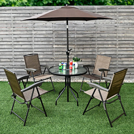 4 Pieces Patio Folding Chairs with Armrest