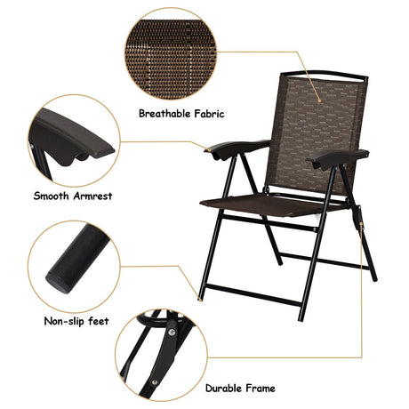 4 Pieces Patio Folding Chairs with Armrest