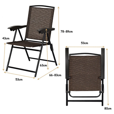 4 Pieces Patio Folding Chairs with Armrest