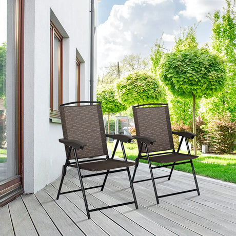 4 Pieces Patio Folding Chairs with Armrest