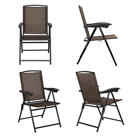 4 Pieces Patio Folding Chairs with Armrest