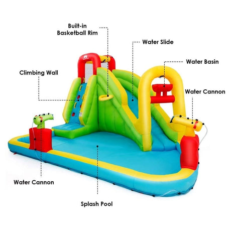 Inflatable Water Slide with Climbing Wall & Pool & Water Gun (without Blower)