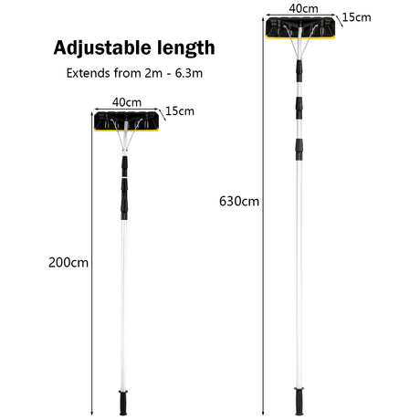 21 Feet Telescoping Snow Roof Rake Aluminum Tube Non-Slip Handle