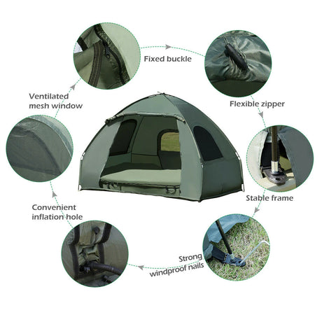 1-Person Tent Cot with Air Mattress and Sleeping Bag-Size 2