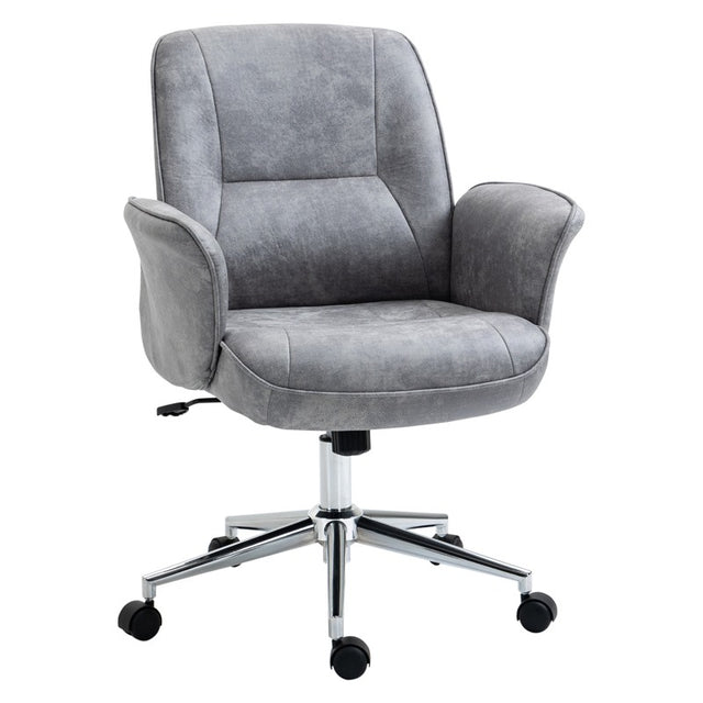 Vinsetto Swivel Computer Office Chair Mid Back Desk Chair for Home Study Bedroom, Light Grey