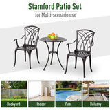 Outsunny Patio Cast Aluminium 3 PCS Bistro Set Coffee Table & 2 Chairs Set Outdoor Garden Furniture Set