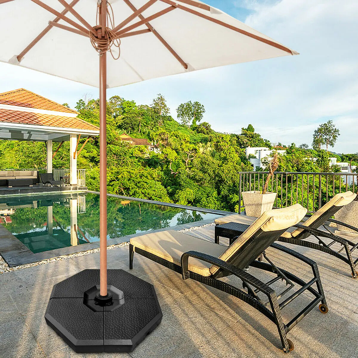 4 Pieces Patio Cantilever Offset Umbrella Weights Base Plate Set