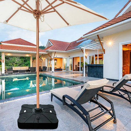 260 lbs Offset Patio Umbrella Base with Wheels Sand Water Filled