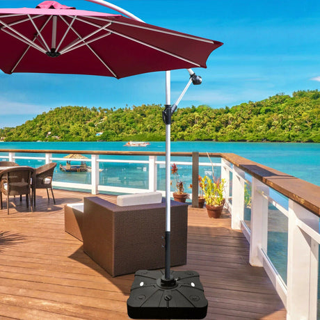 260 lbs Offset Patio Umbrella Base with Wheels Sand Water Filled