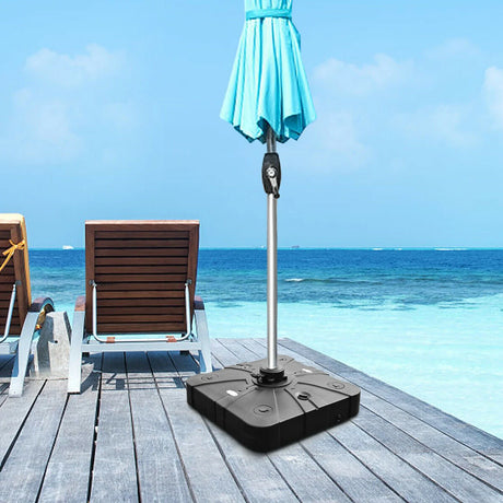 260 lbs Offset Patio Umbrella Base with Wheels Sand Water Filled