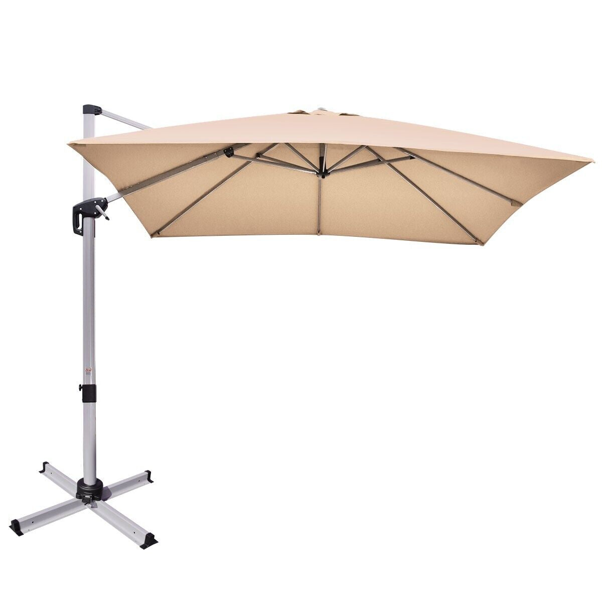 10 ft 360 Degree Tilt Aluminum Square Patio Offset Cantilever Umbrella without Weight Base-Beige