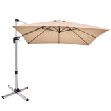 10 ft 360 Degree Tilt Aluminum Square Patio Offset Cantilever Umbrella without Weight Base-Beige