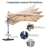 10 ft 360 Degree Tilt Aluminum Square Patio Offset Cantilever Umbrella without Weight Base-Beige