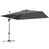 10 Feet 360 Tilt Aluminum Square Patio Umbrella without Weight Base-Gray