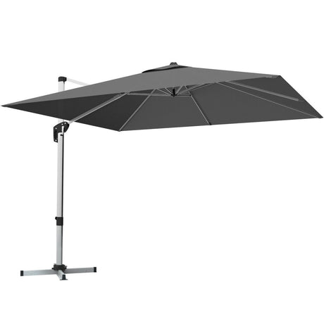 10 Feet 360 Tilt Aluminum Square Patio Umbrella without Weight Base-Gray