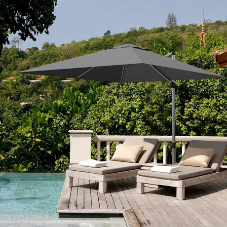 10 Feet 360 Tilt Aluminum Square Patio Umbrella without Weight Base-Gray