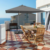 10 Feet 360 Tilt Aluminum Square Patio Umbrella without Weight Base-Gray