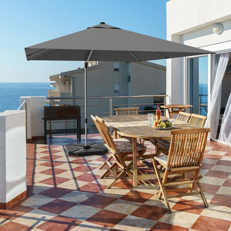 10 Feet 360 Tilt Aluminum Square Patio Umbrella without Weight Base-Gray