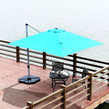 10 ft 360 Degree Tilt Aluminum Square Patio Offset Cantilever Umbrella without Weight Base-Blue