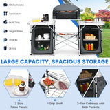 Folding Camping Table with Storage Organizer-Gray