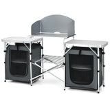 Folding Camping Table with Storage Organizer-Gray