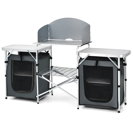 Folding Camping Table with Storage Organizer-Gray