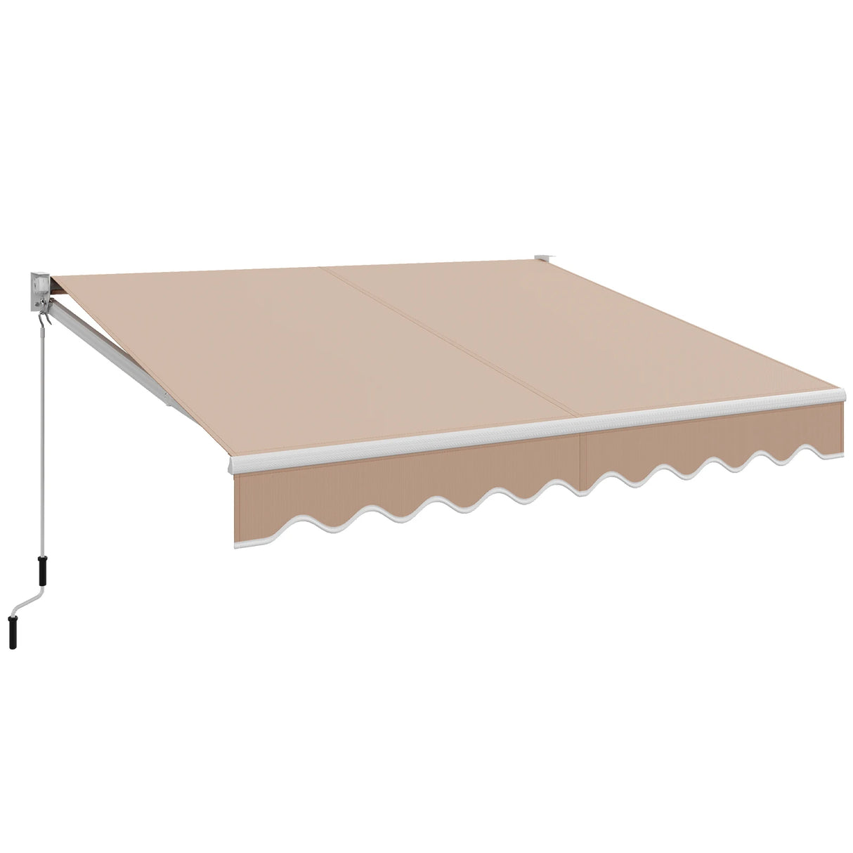 10FT x 8FT Retractable Shade Patio Awning with Crank Handle-Beige