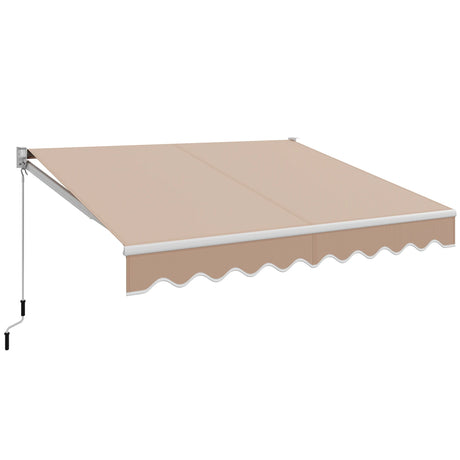 10FT x 8FT Retractable Shade Patio Awning with Crank Handle-Beige