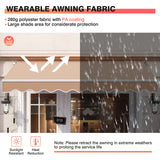 10FT x 8FT Retractable Shade Patio Awning with Crank Handle-Beige