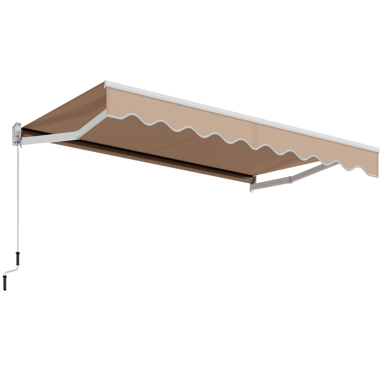 10FT x 8FT Retractable Shade Patio Awning with Crank Handle-Beige