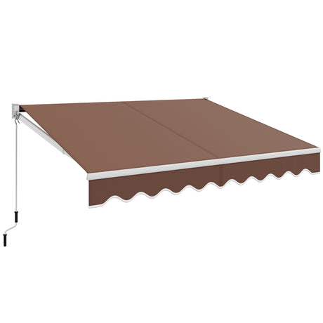 10 x 8.2 Feet Retractable Awning with Easy Opening Manual Crank Handle-Coffee