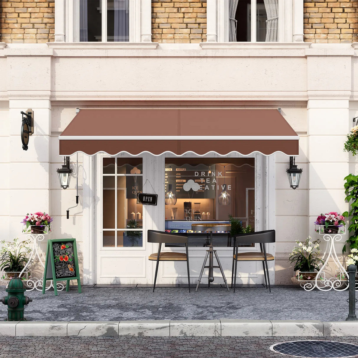 10 x 8.2 Feet Retractable Awning with Easy Opening Manual Crank Handle-Coffee