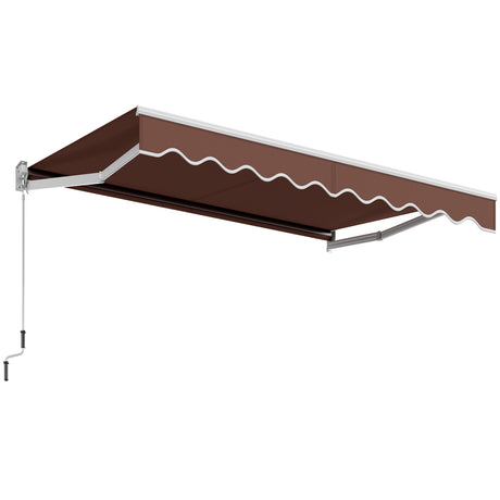 10 x 8.2 Feet Retractable Awning with Easy Opening Manual Crank Handle-Coffee