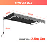 Folding balcony terrace awning 295 x 250 cm