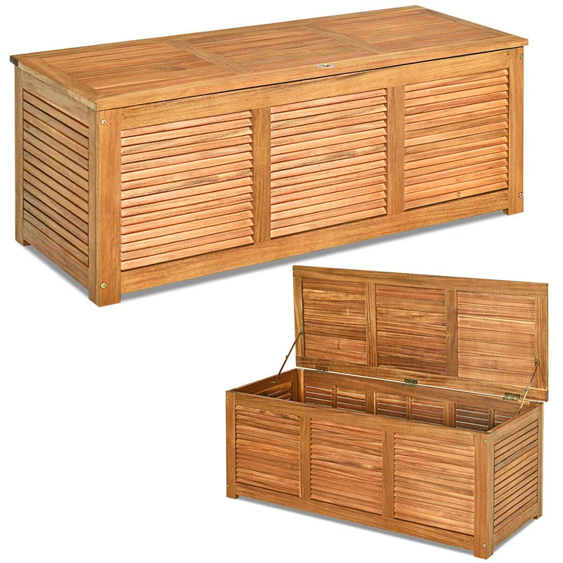 Wood Storage Box with Large Storage Space for Patio & Backyard