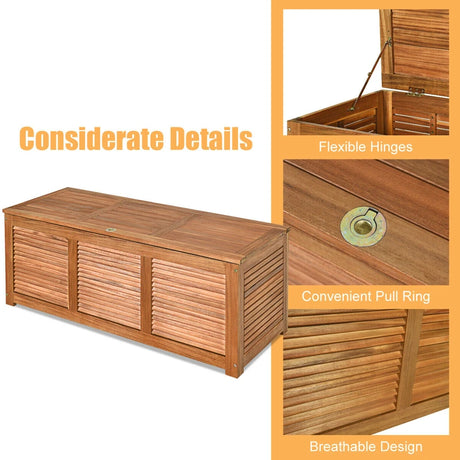 Wood Storage Box with Large Storage Space for Patio & Backyard