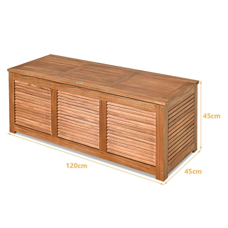 Wood Storage Box with Large Storage Space for Patio & Backyard