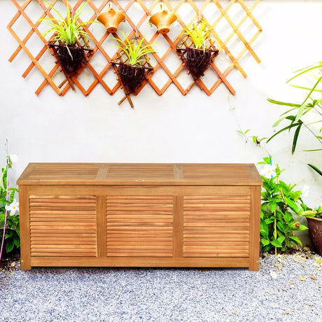 Wood Storage Box with Large Storage Space for Patio & Backyard
