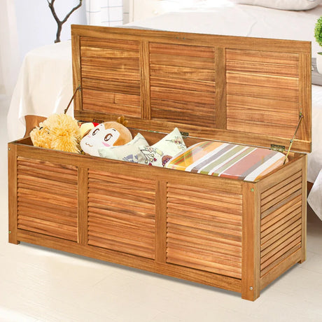 Wood Storage Box with Large Storage Space for Patio & Backyard