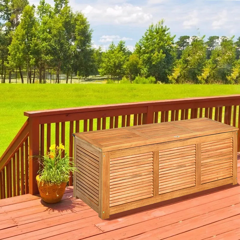 Wood Storage Box with Large Storage Space for Patio & Backyard